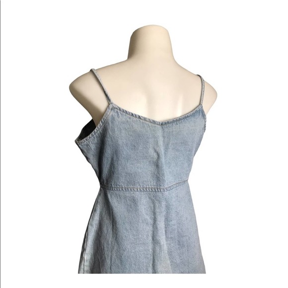 Nasty Gal | Spaghetti Strap Button Down Denim Mini Dress Jean Dress - Picture 8 of 9